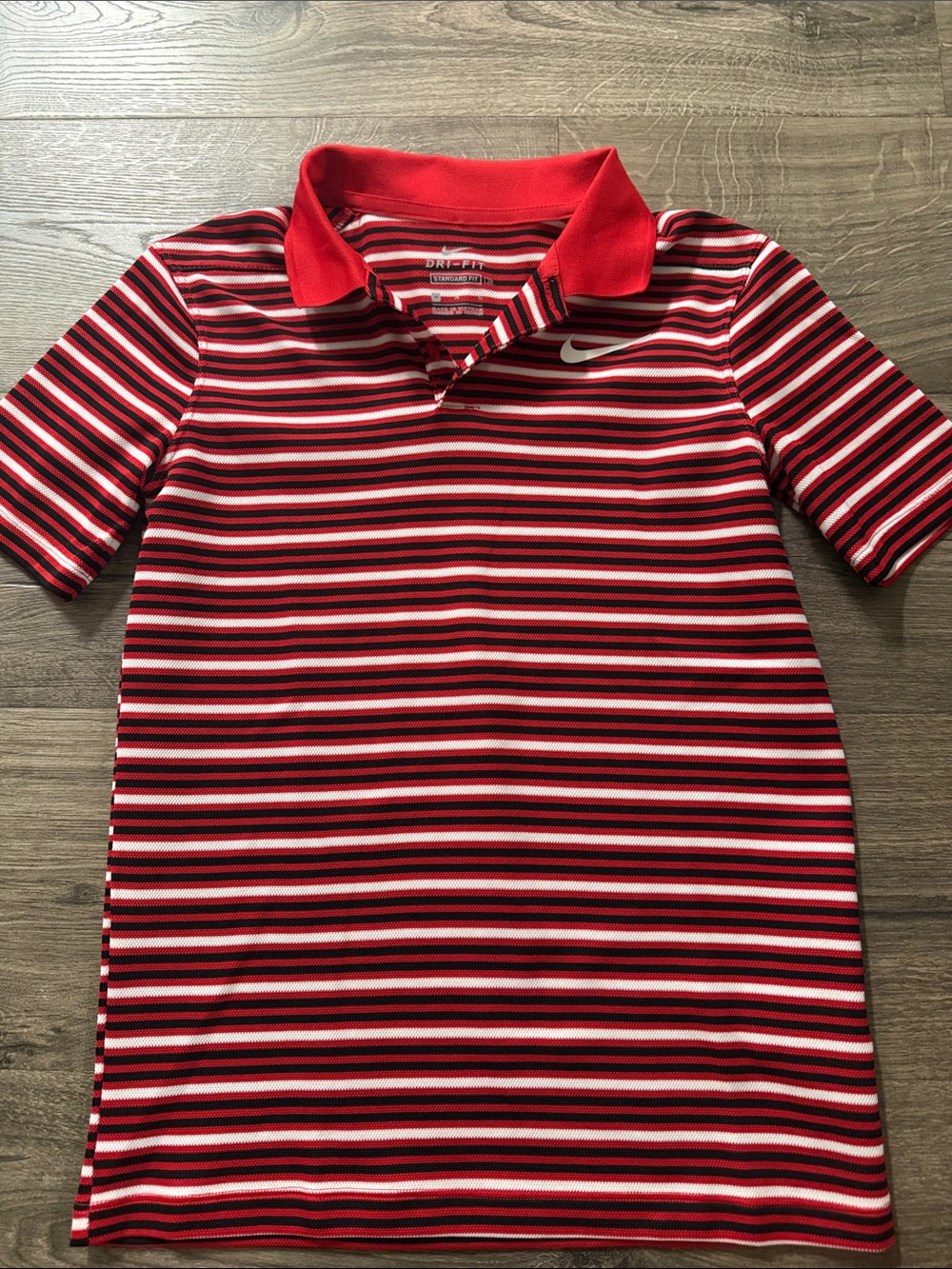 Nike boys youth ' Red Striped Polo Shirt